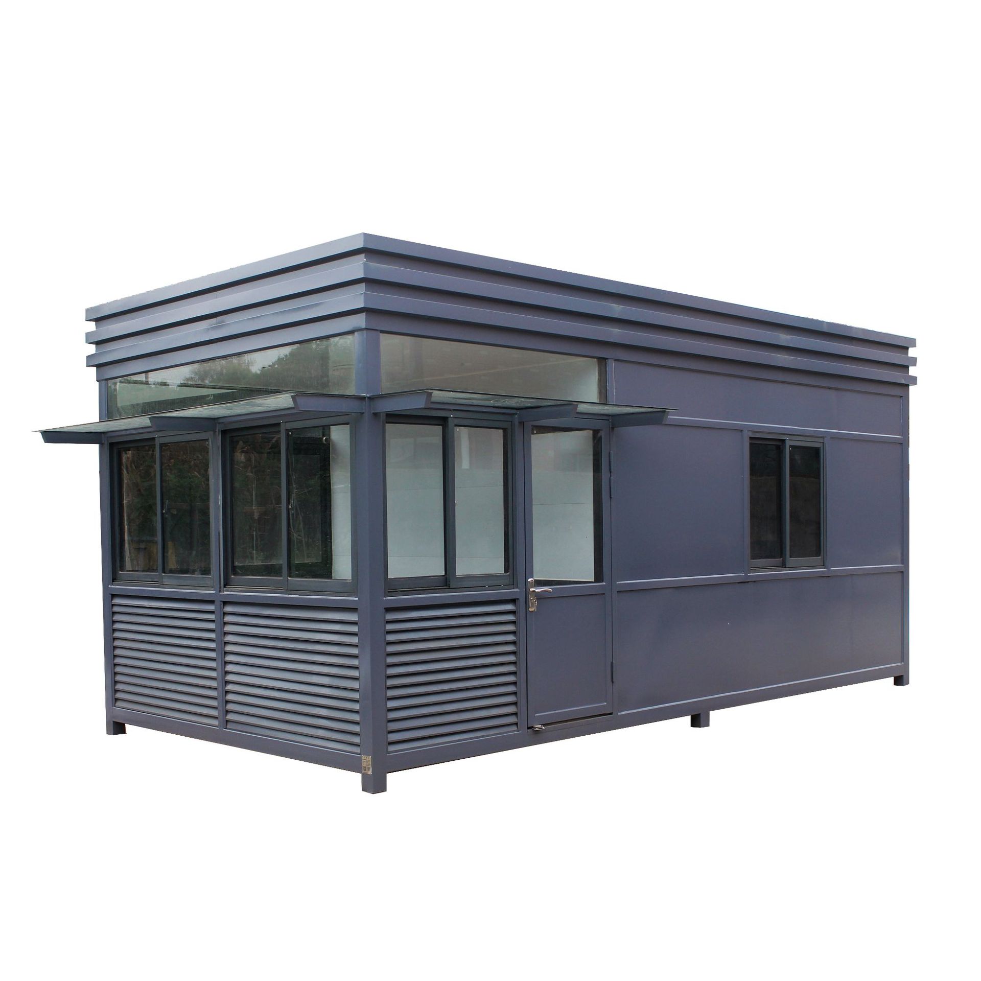 框架,圆弧群边,外面板,内面板,岗亭内壁,底座,内吊顶,外顶,活动门