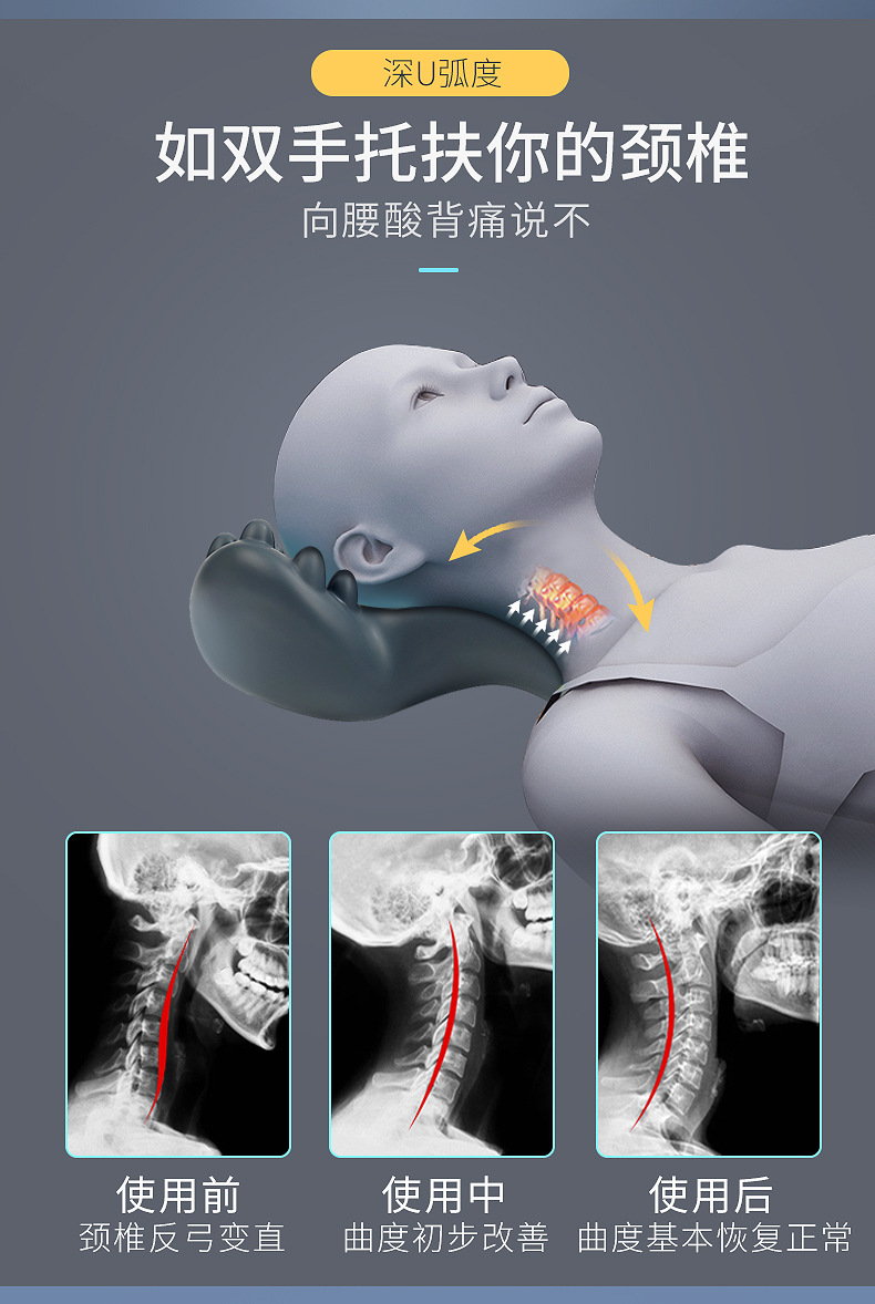 驼背富贵包矫正器 按摩枕颈椎家用脖子颈部肩颈背部牵引器按摩器