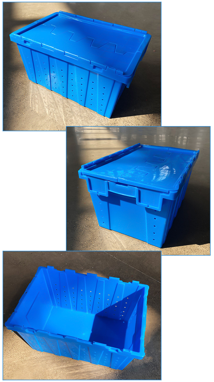塑料物流箱斜插式连盖套叠医药生鲜食品冷链周转箱加厚超市运输箱