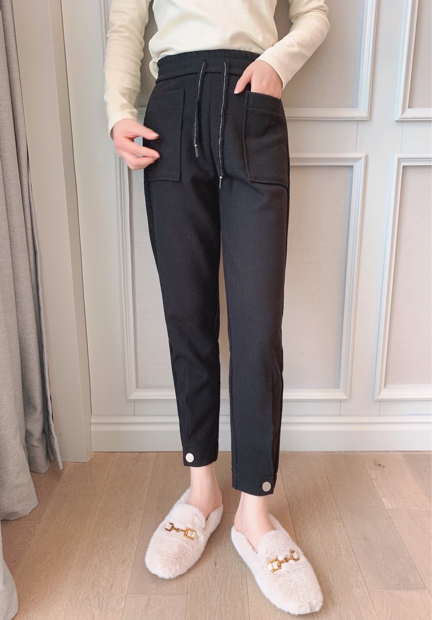 【过冬气质收口裤】纽扣女冬宽松休闲高腰直筒型长裤气质通勤服饰