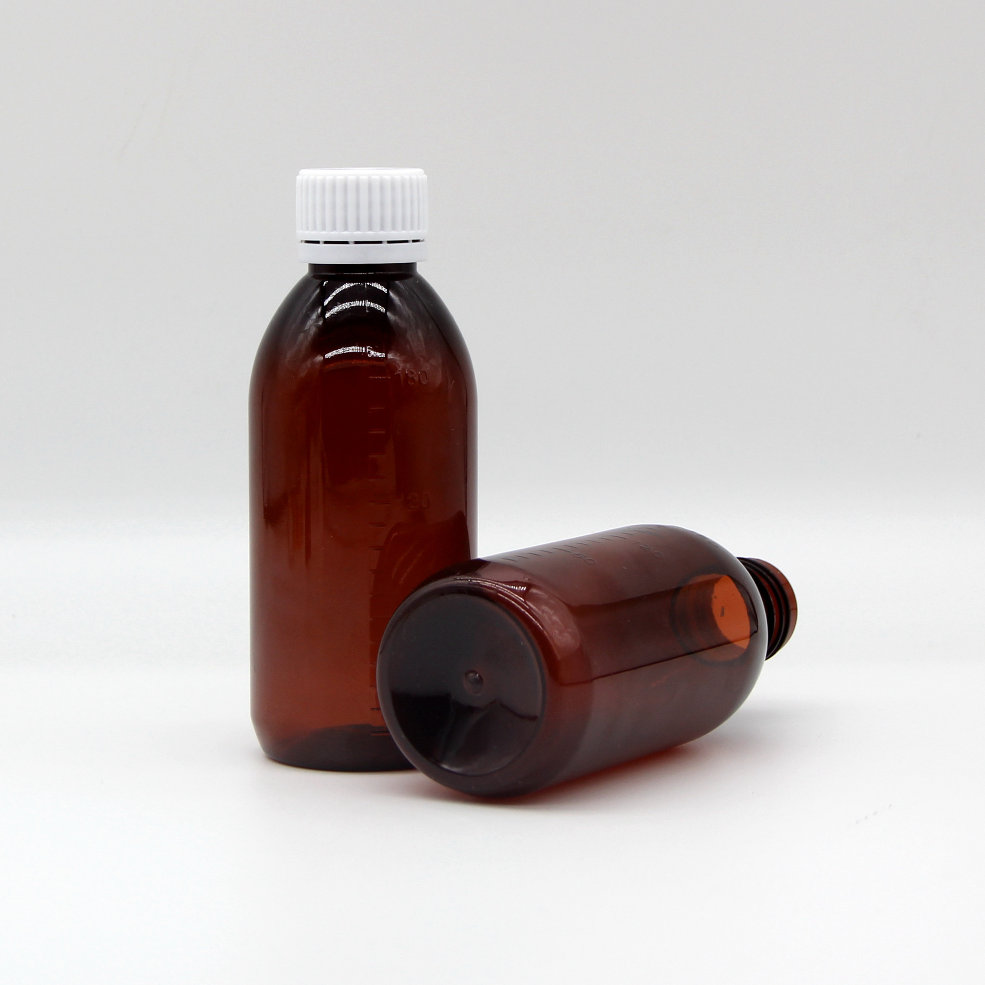 180ml刻度瓶 茶色液体聚酯塑料瓶 防盗盖保险盖口服止咳糖浆药瓶