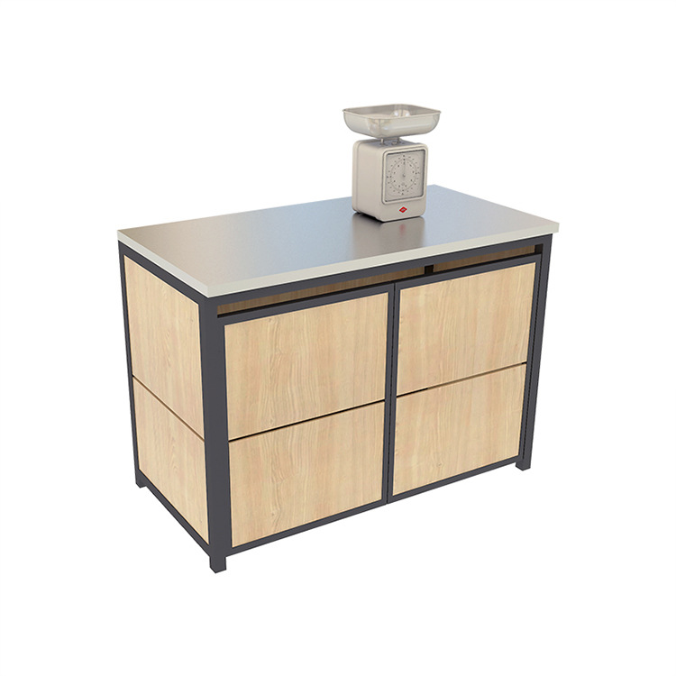 食品店打称台 不锈钢称重台 生鲜超市干货称重转角钢木打称桌定制