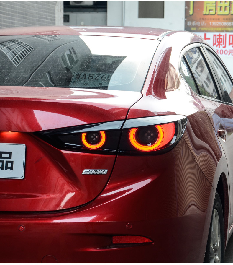 适用于马3昂克赛拉尾灯总成改装三厢昂克塞拉熏黑led流光转向行车