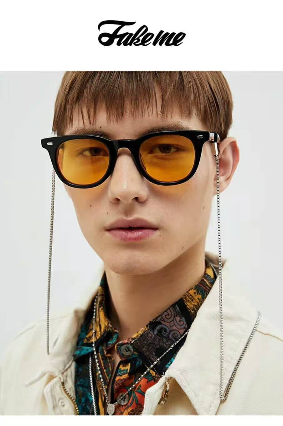 2021新款墨镜男潮个性透明黄色眼镜复古铆钉太阳镜女防紫外线眼镜