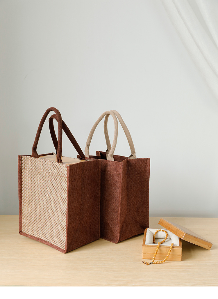 小清新手拎包带饭麻布袋手提袋文艺伴手礼袋简约礼品袋定制印logo