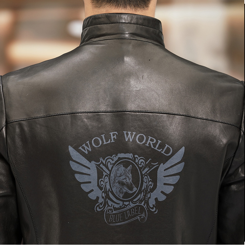 z88011男士皮衣外套立领修身真皮绵羊皮皮衣男