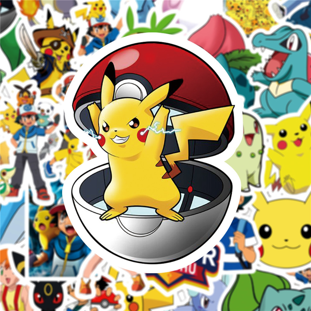 50张pokemon精灵宝可梦涂鸦贴纸行李箱冰箱手机笔记本防水贴纸