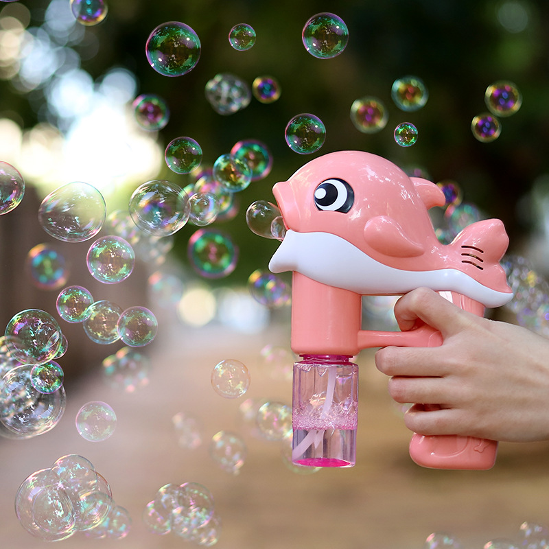 批发抖音同款网红电动吹泡泡机水儿童玩具海豚机发光全自动泡泡枪