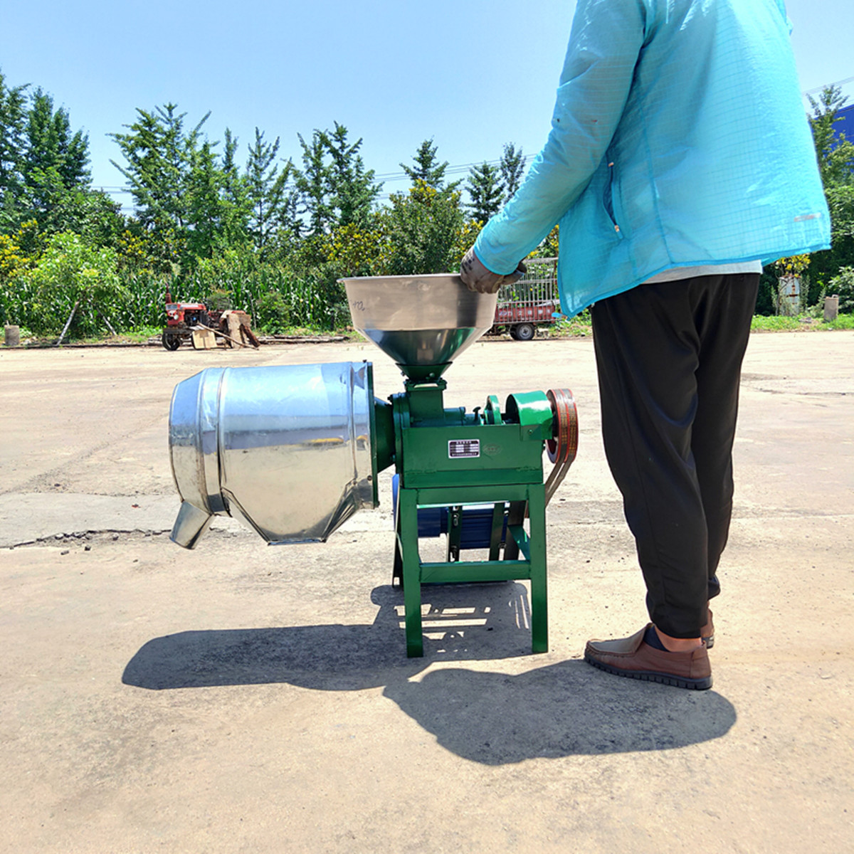 粮食自动去麸皮打面打粉机 锥形卧式小麦去麸皮磨面机