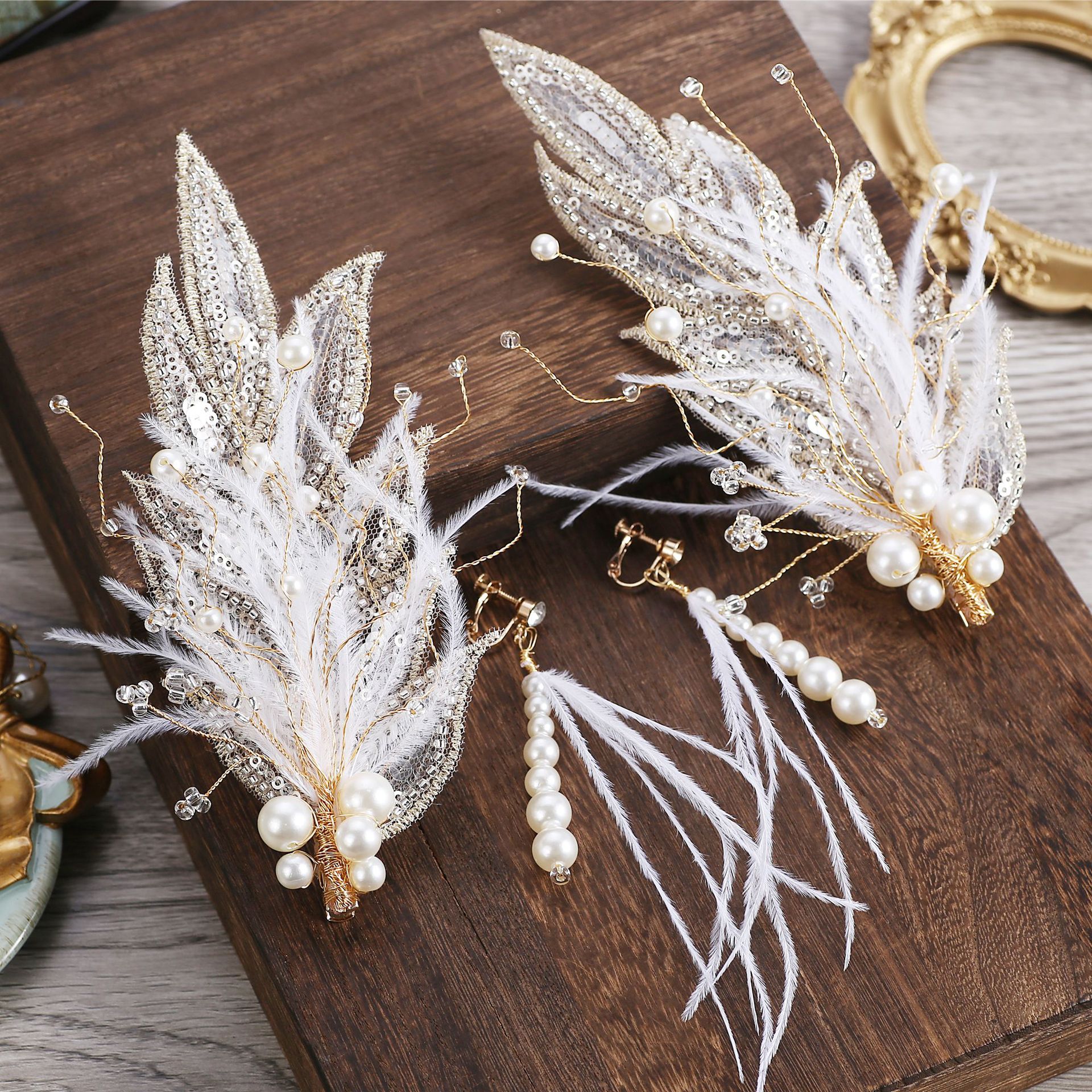 影楼新娘头饰羽毛