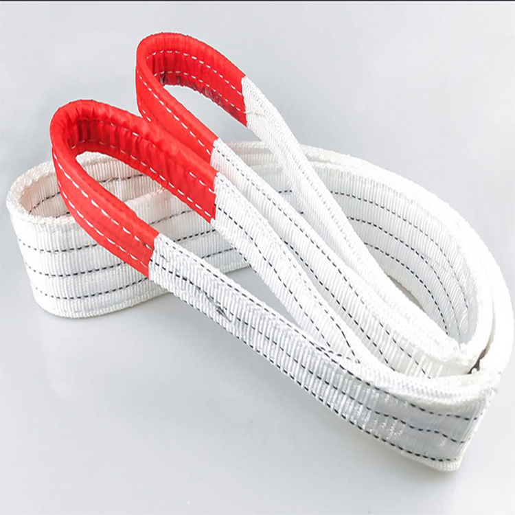 高强度丙纶吊装带白色 1-10t环型双扣起重吊带 扁平吊装带可定制