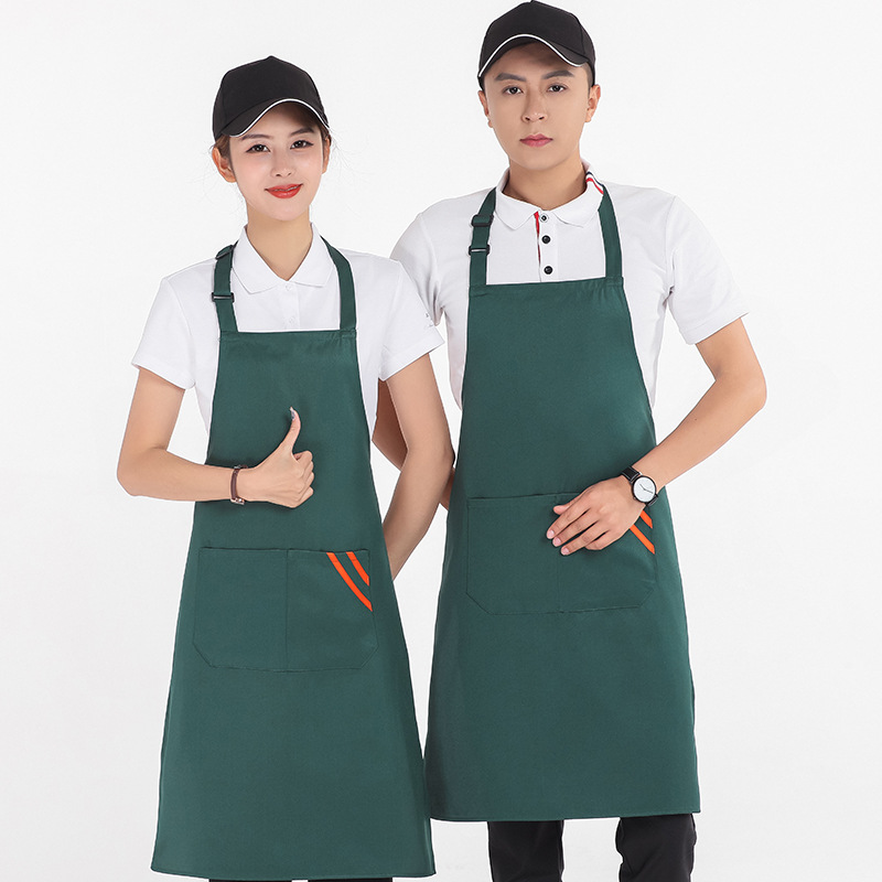 奶茶超市工作服围裙定制logo咖啡厅服务员围裙印字女厨师围裙挂脖