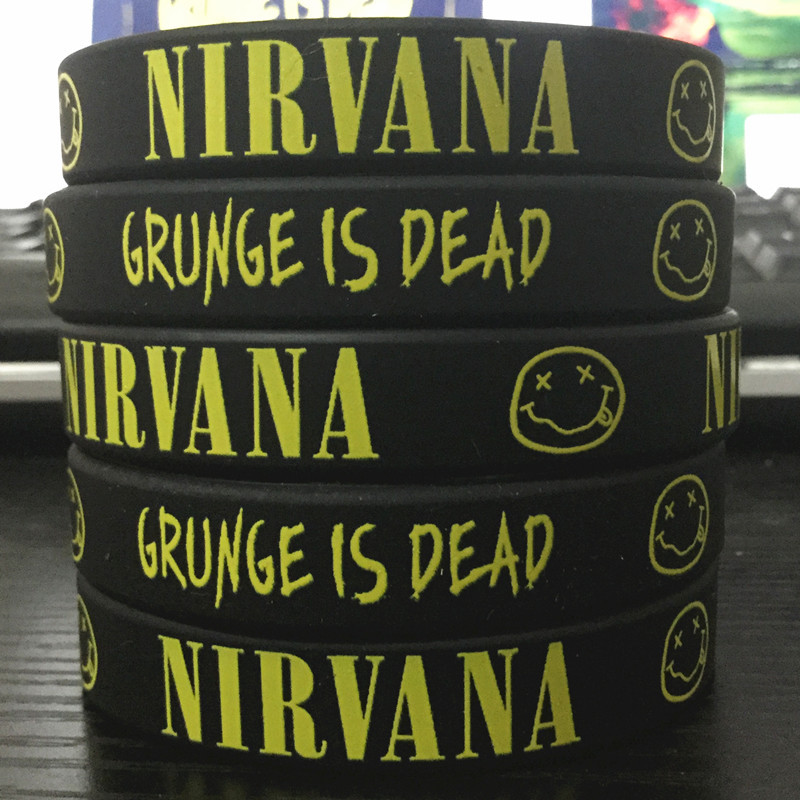 涅盘乐队 nirvana grunge is dead 摇滚硅胶手环手腕带