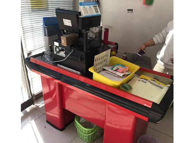 超市简单收银台 便利店商店金属组装简约不锈钢台面007款收银台