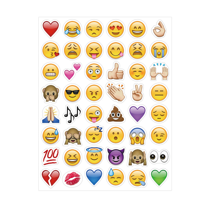 创意苹果表情包粘贴纸emoji表情手账不干胶贴纸卡通人物贴