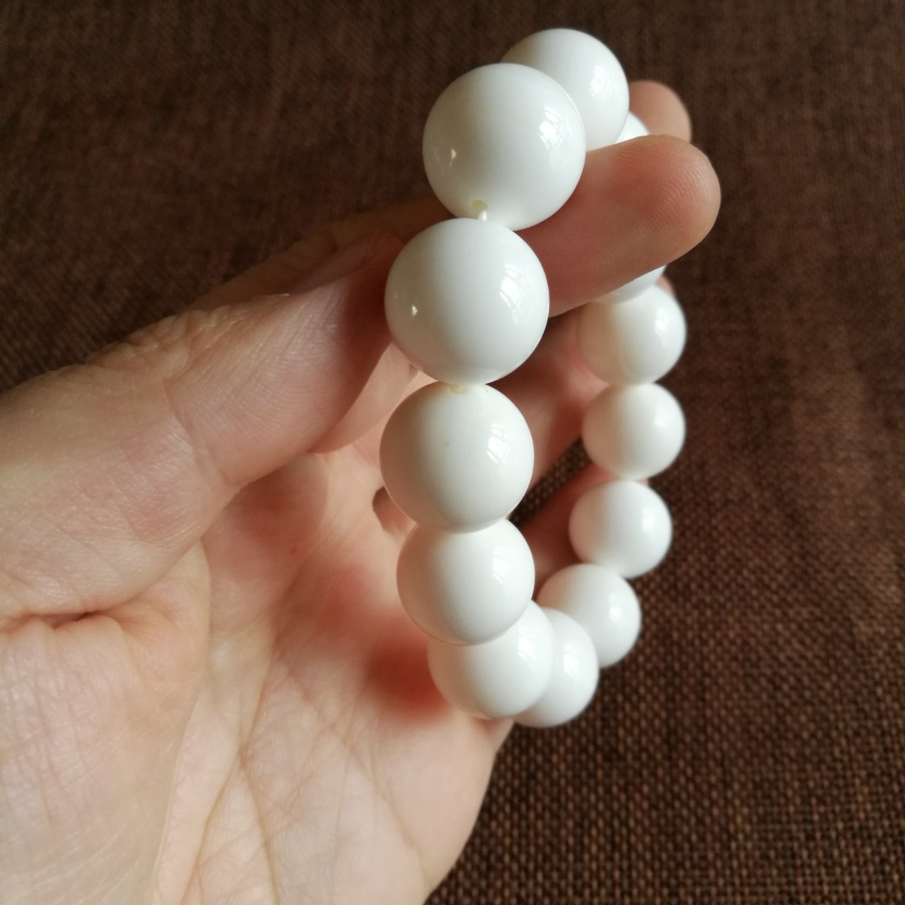 海南玉化贝壳白色手串 玉石男款佛珠手链手饰品佛珠配饰批发