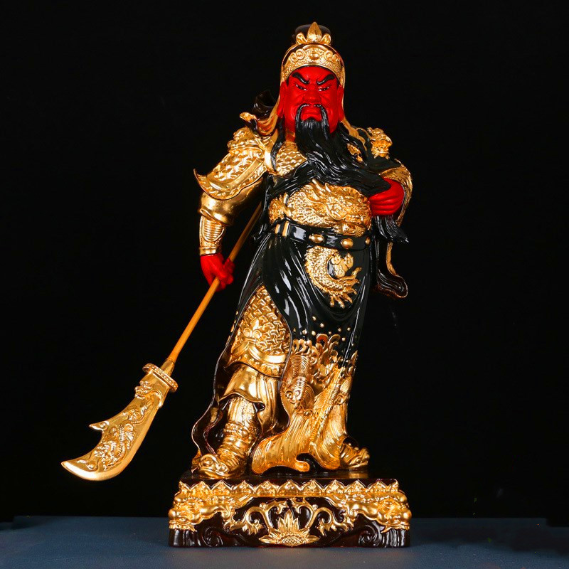 圆通工艺铜贴金伽蓝神关二爷关圣帝君九龙关公关羽护法佛像