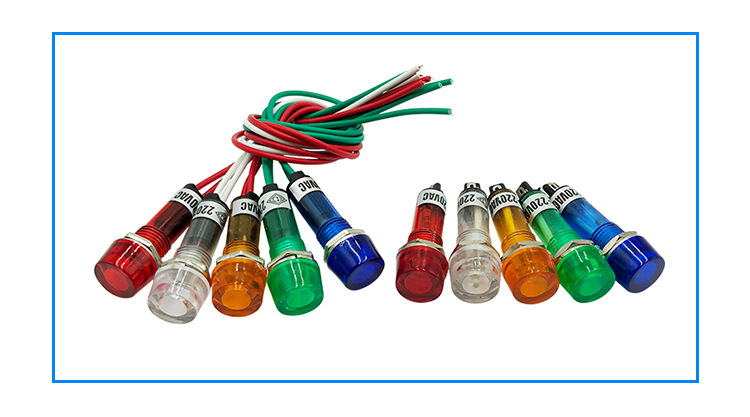 pl-101口径10mm指示灯 带电线圆形氖泡led指示灯红绿黄12v24v220v