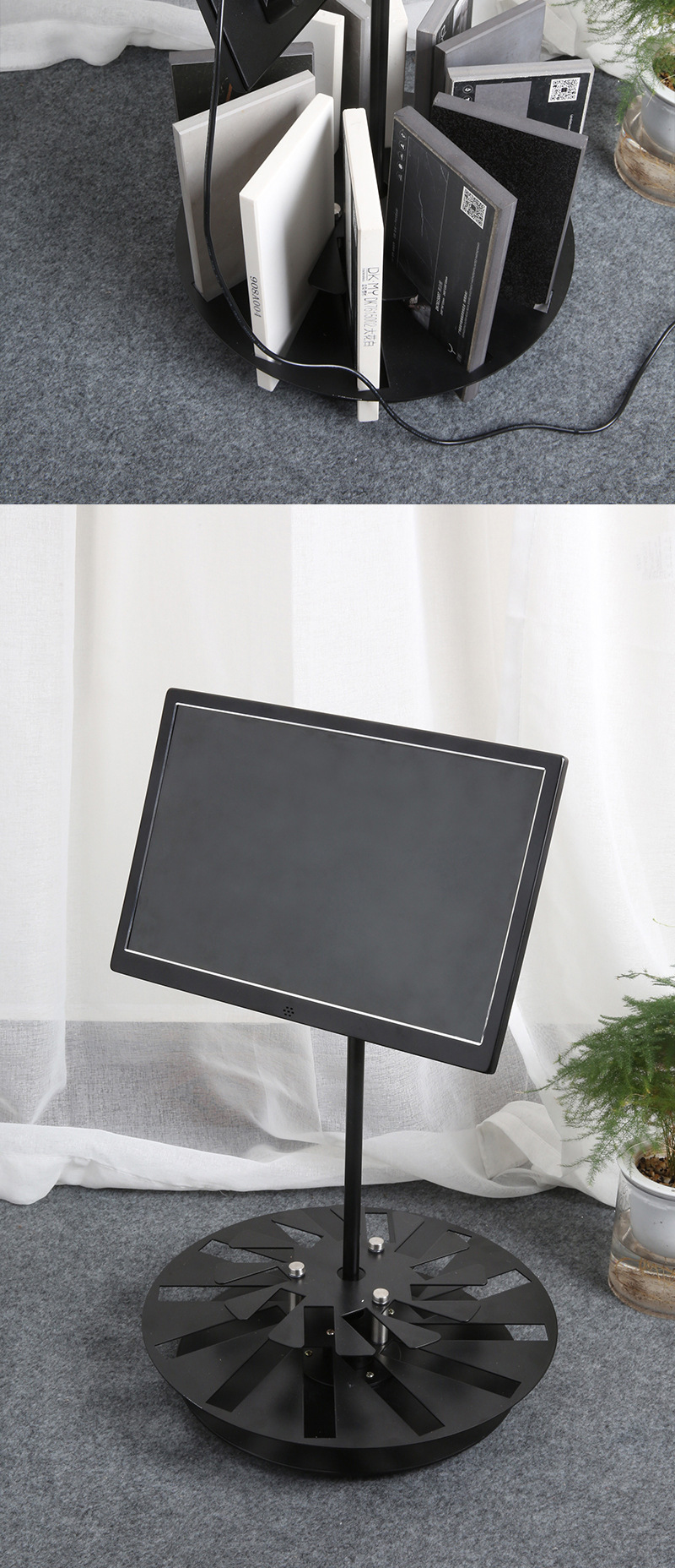 石英石大理石展架 岩板板材石材样块展示架 台面摆放架液晶展示