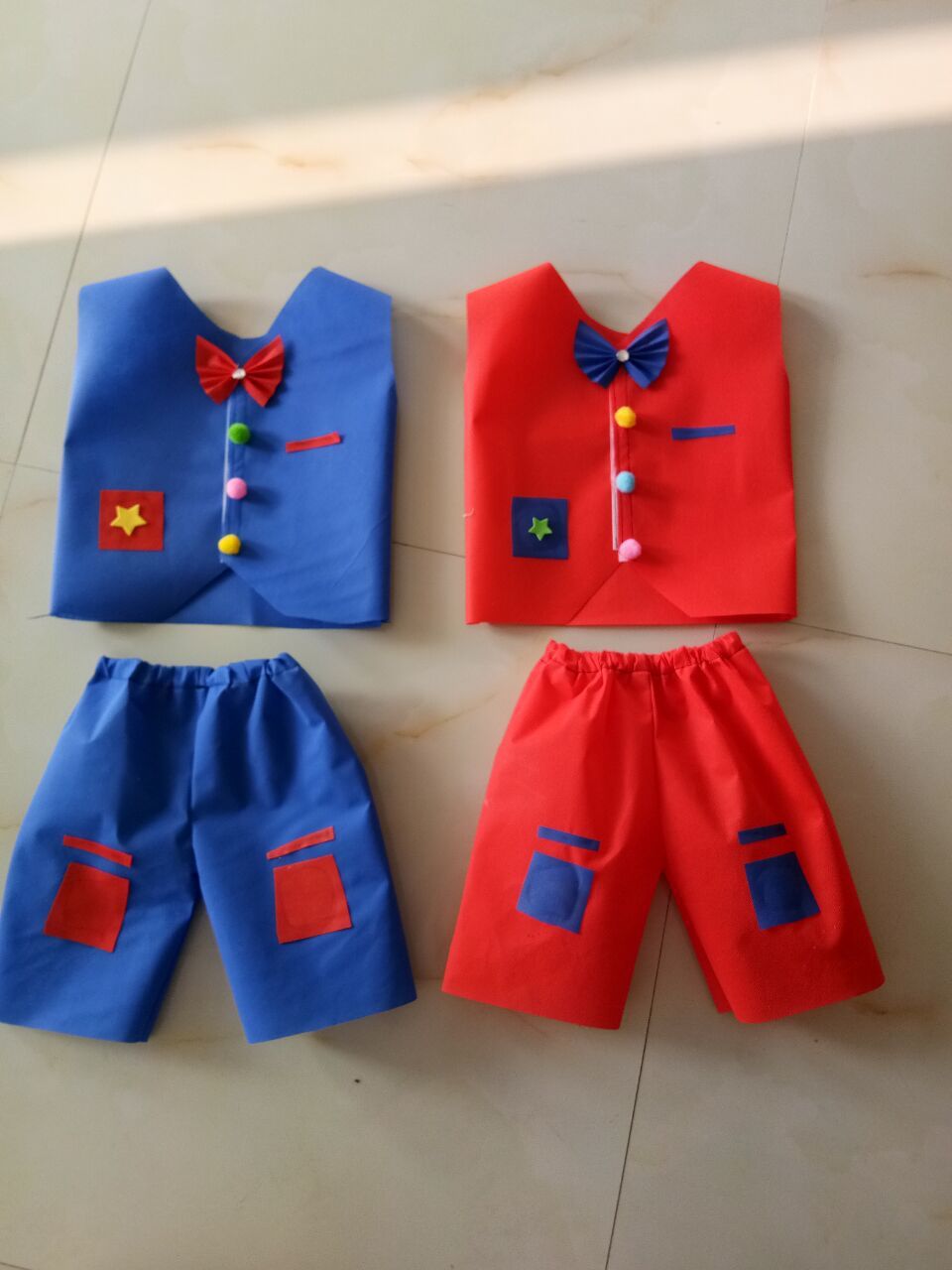 六一新款儿童环保服装幼儿园diy手工制作男童礼服亲子