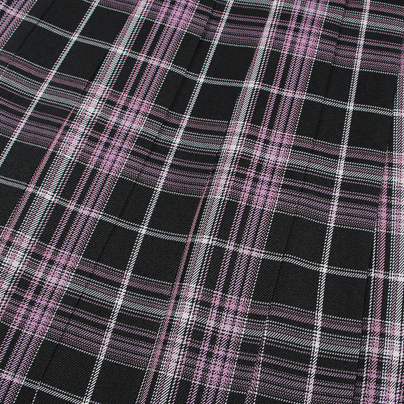 jk制服裙学生高腰格子日系百褶裙百折裙黑粉格裙校服裙