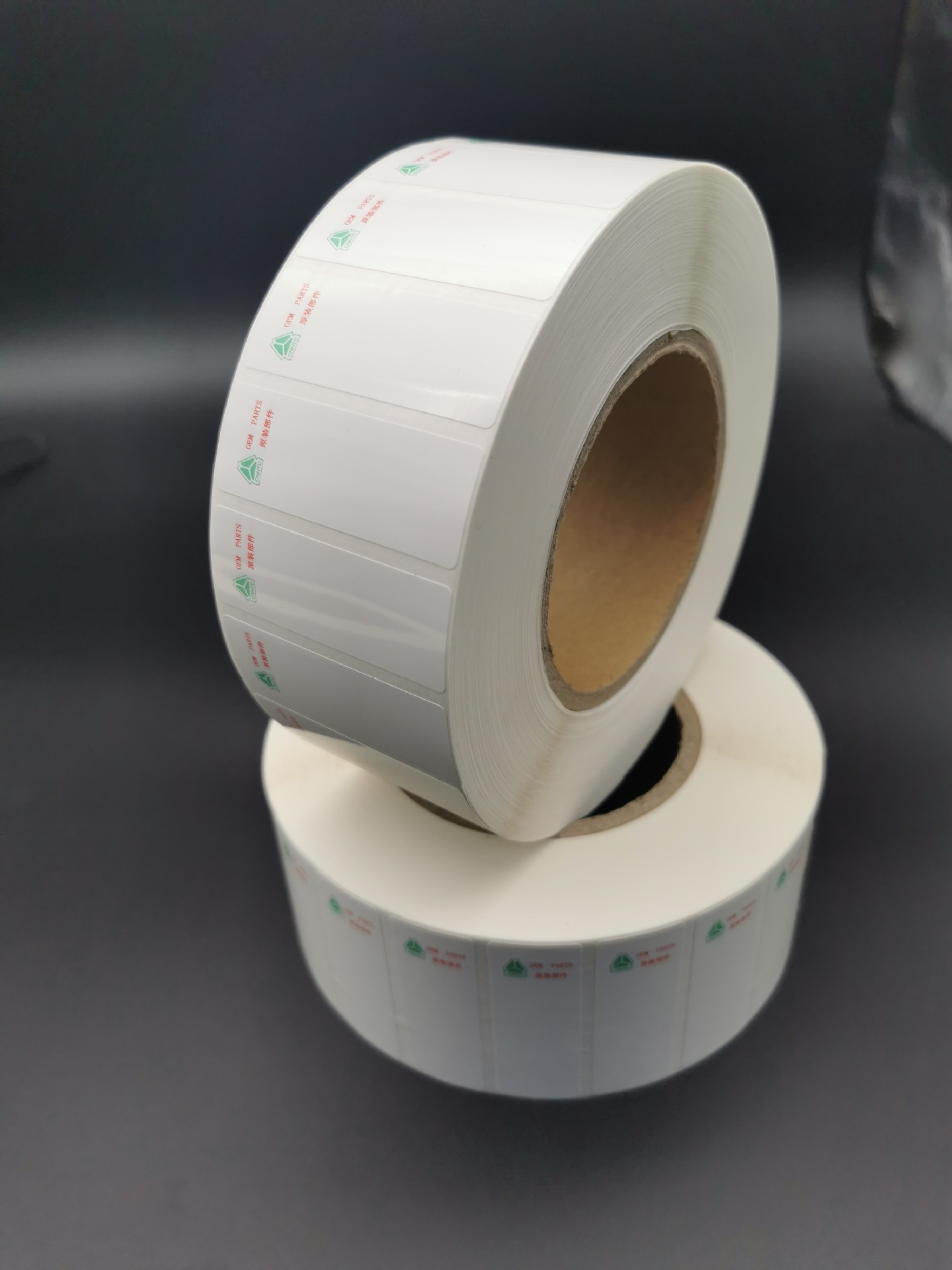 双底亮白pet 双层格拉辛底pp合成标签 双底铜版不干胶条码打印纸