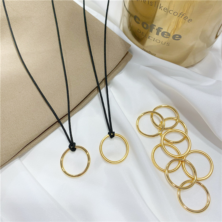 抖音同款三生三世素圈戒指项链古法传承越南沙金黑绳颈链指环情侣