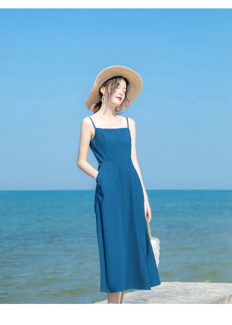 2020夏季新款法式复古桔梗仙女超仙性感裙子抹胸一字肩吊带连衣裙