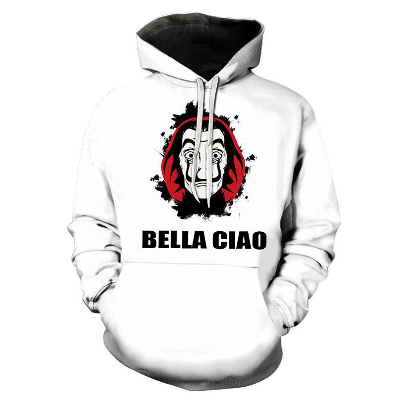 2020外贸男装3d数印花连帽美剧纸钞屋 lacasa de papel卫衣