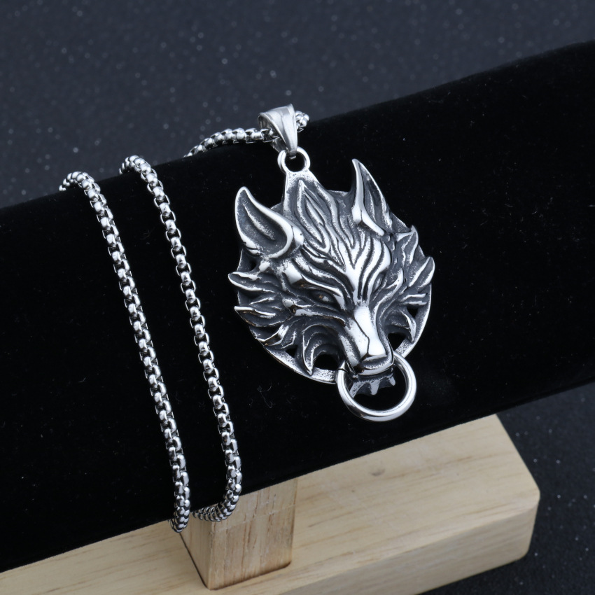 欧美时尚狼头个性霸气项链朋克男潮狼图腾吊坠hiphop街头潮流配饰