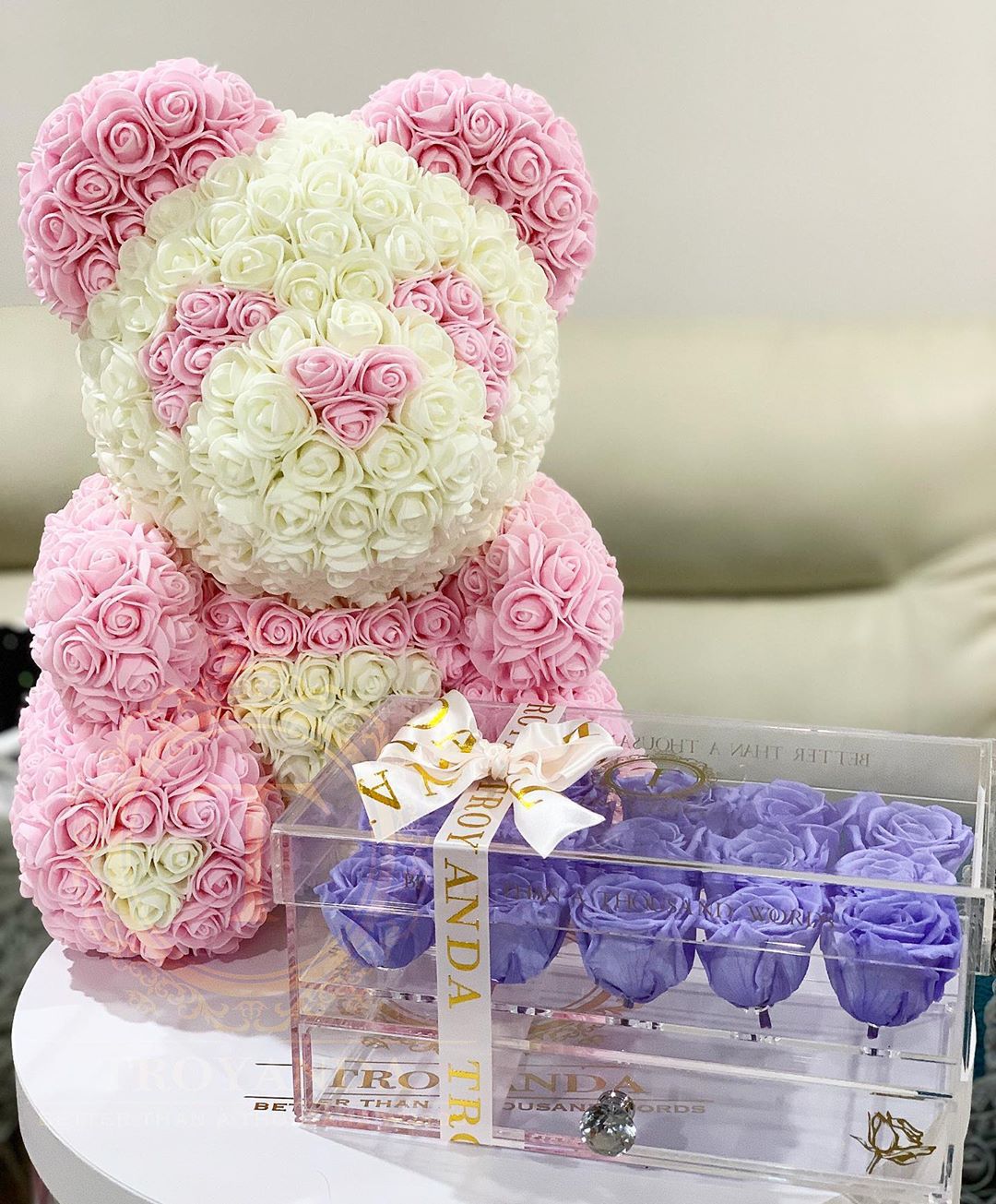 玫瑰花熊七夕情人节生日礼物送女友闺蜜巨型抱抱熊香皂永生花小熊