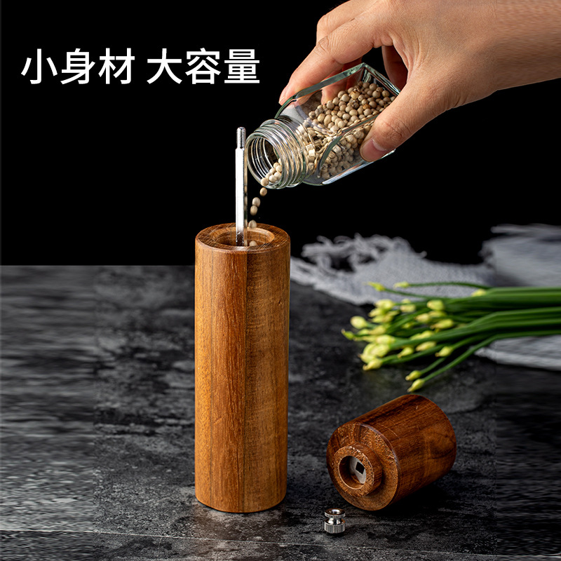 Pepper Grinder Household Pepper Sea Salt Pepper Mill Manual Acacia Mangium Grinder Seasoning Bottle Kitchen Tools