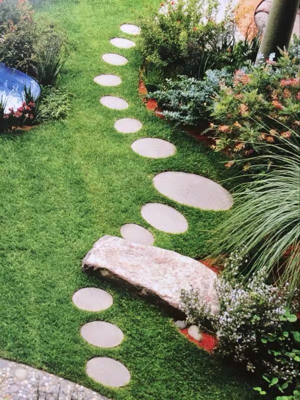 天然鹅卵石石板踏步石花园草坪踏步石铺路户外步汀石防滑地砖铺路