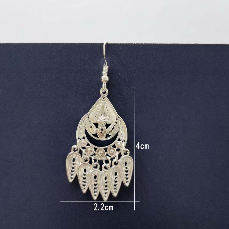 少数民族风饰品仿银复古耳环特色民族风苗族景区热卖苗银耳环女