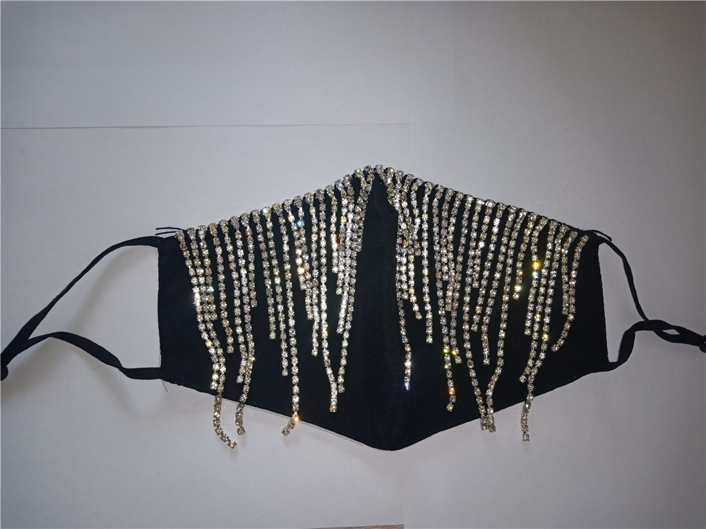2020亚马逊新款时尚个性闪钻饰品水钻流苏宝石吊坠口罩面罩1297
