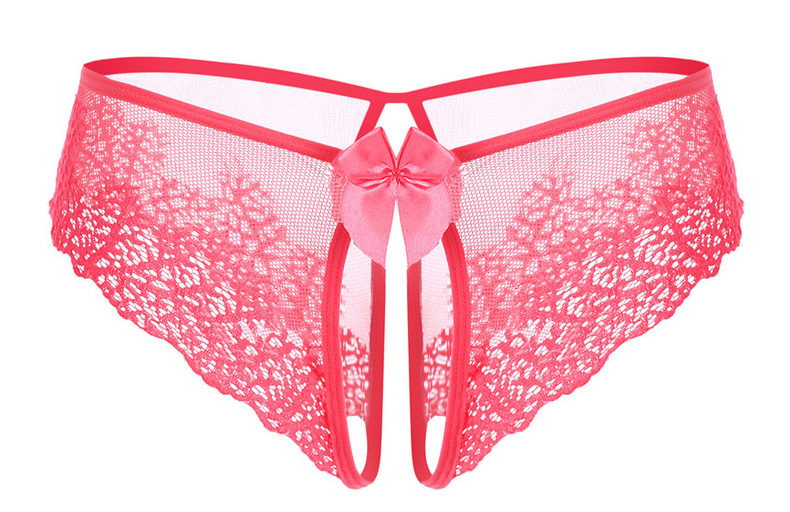 情趣内衣蕾丝蝴蝶结性感开裆裤女丁字裤透明开裆免脱t裤一件代发