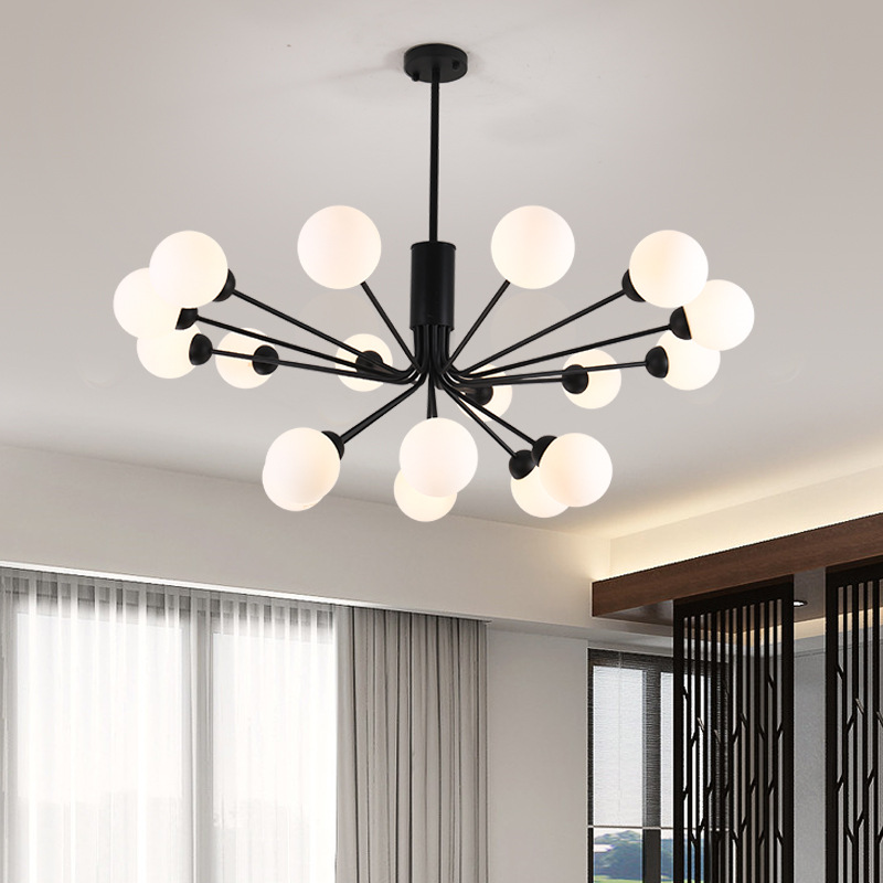 后现代餐厅客厅卧室大气家用吊灯北欧风格玻璃球电灯魔豆分子灯具