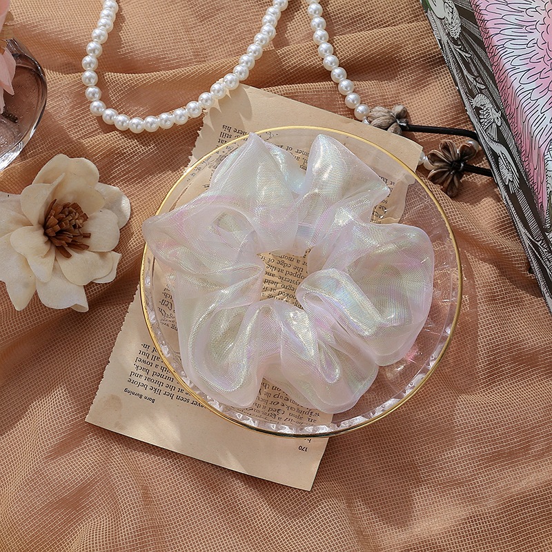 新款梦幻人鱼姬光泽网纱大肠发圈超仙欧根纱发绳清新大肠圈发饰女