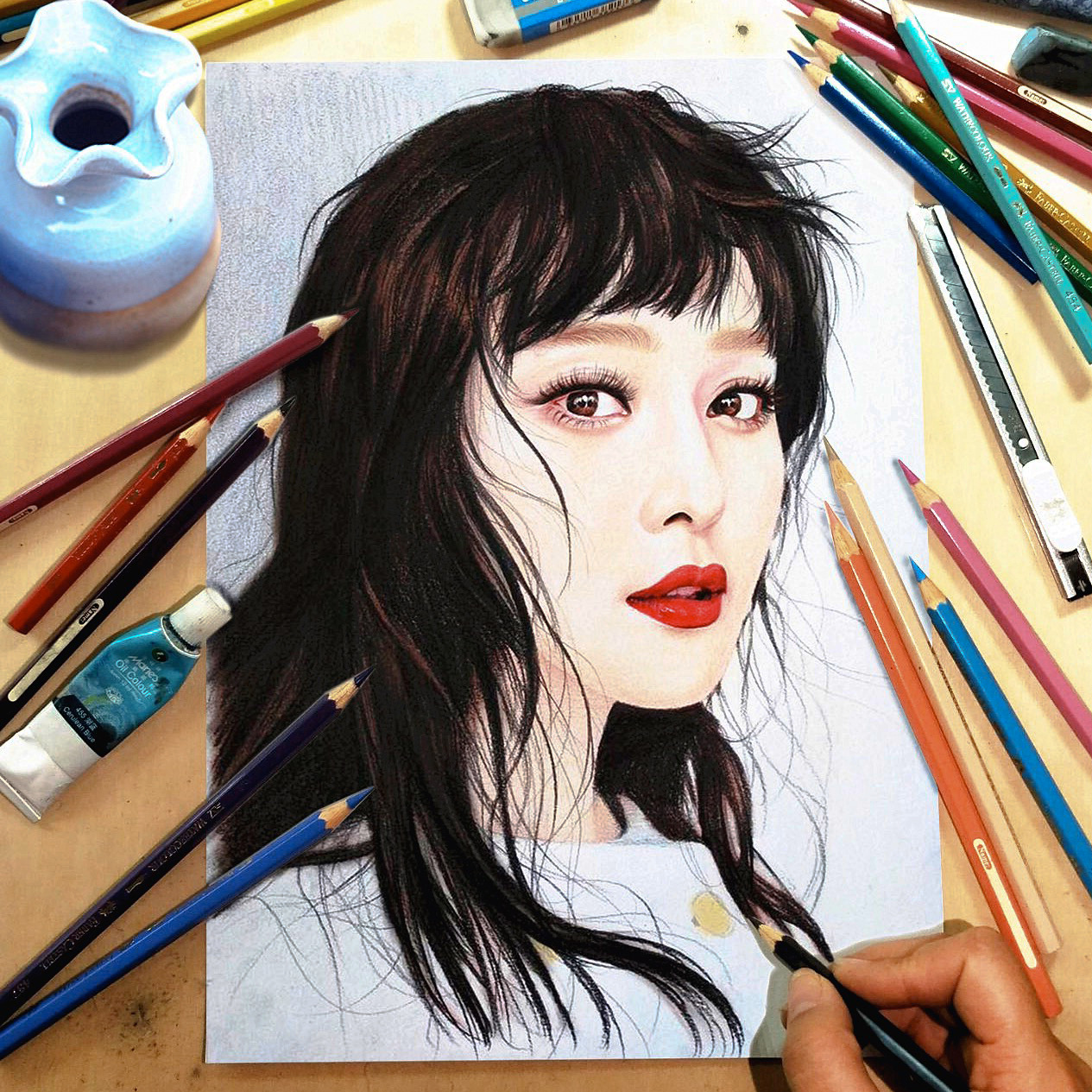 素描画像真人彩铅画定制手绘照片转画代画定制人物人像肖像画头像