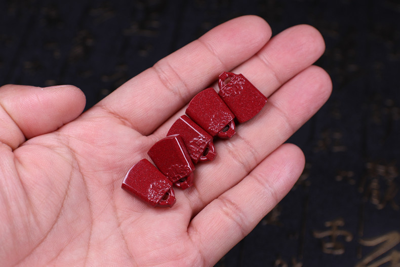 天然朱砂紫金砂帝王砂小饕餮长命锁配件吊坠背云散珠佛头手链配件