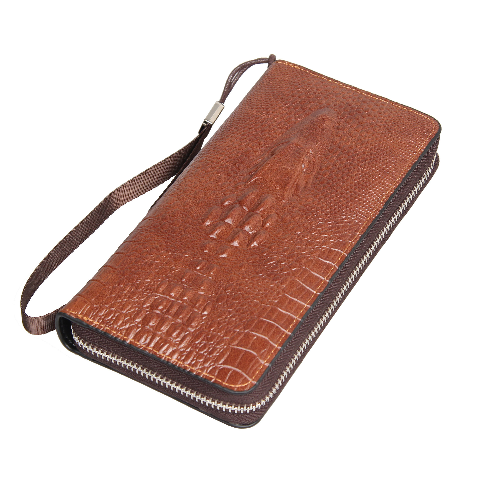 2020新款男士大钞位钱包鳄鱼纹长款手拿包多功能大容量钱夹手机包