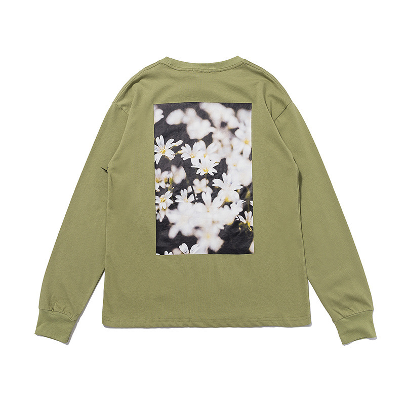 fog花卉印花多色圆领套头长袖t恤一件代发