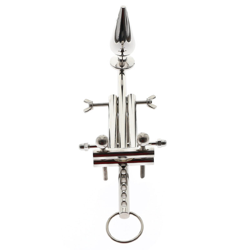 不锈钢男性多功能贞操带肛门插入阴茎环拉伸睾丸阴囊锁性成人游戏