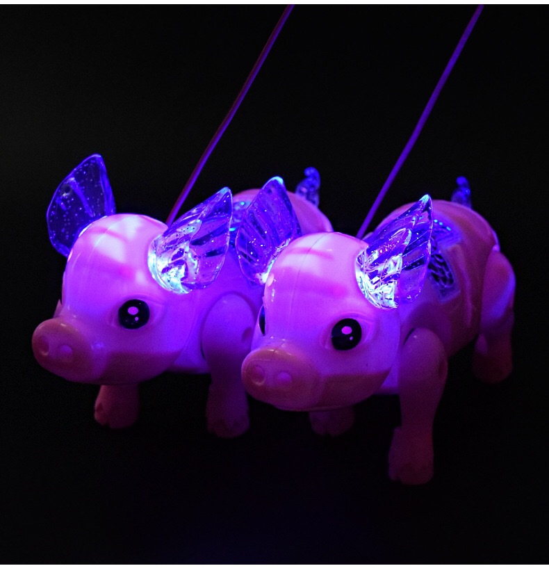 网红同款电动发光牵绳猪夜市过家家玩具地摊庙会集市批发儿童玩具