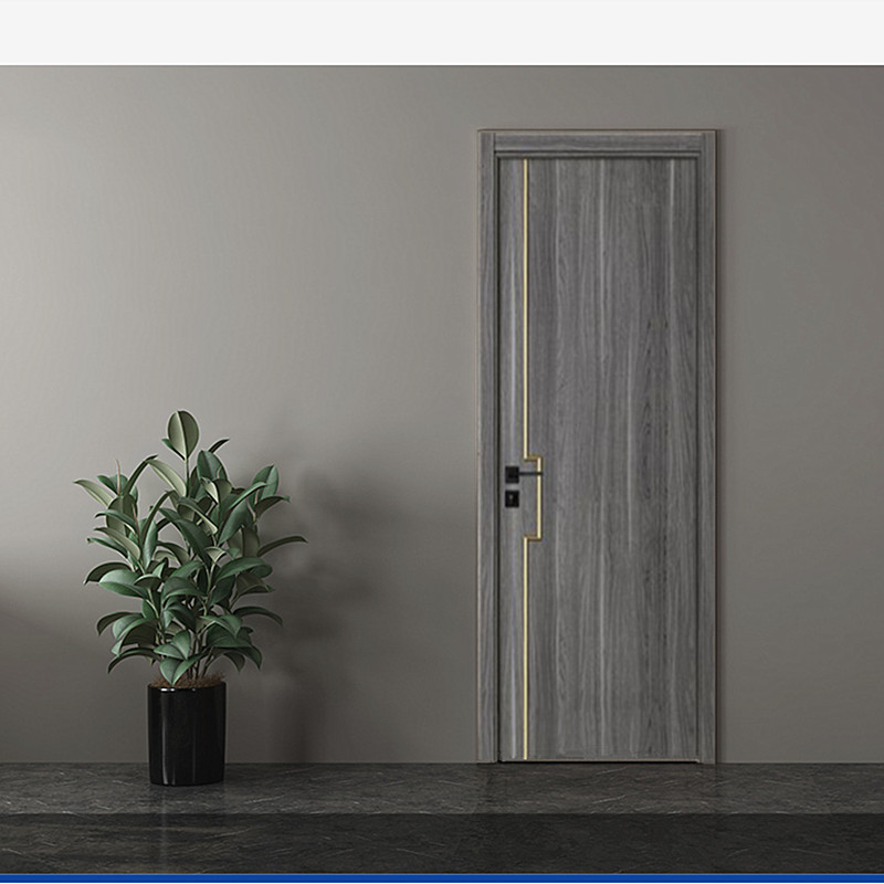 门镶金属条木门 房间卧室家用套装免漆木门室内门实木复合门定 制