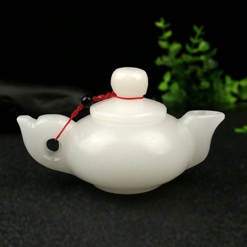 天然汉白玉把把壶白玉小茶壶手把件四川白会销礼品玉石加工厂直批