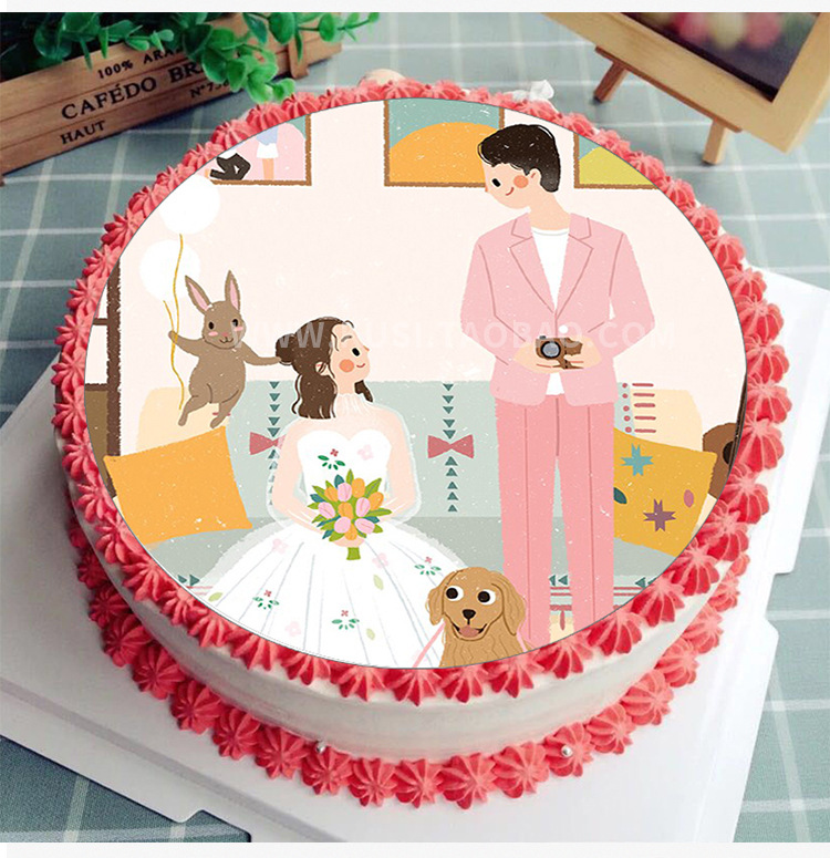 情侣糯米纸巧克力转印蛋糕装饰烘焙用纸七夕情人节恋爱人节日告白