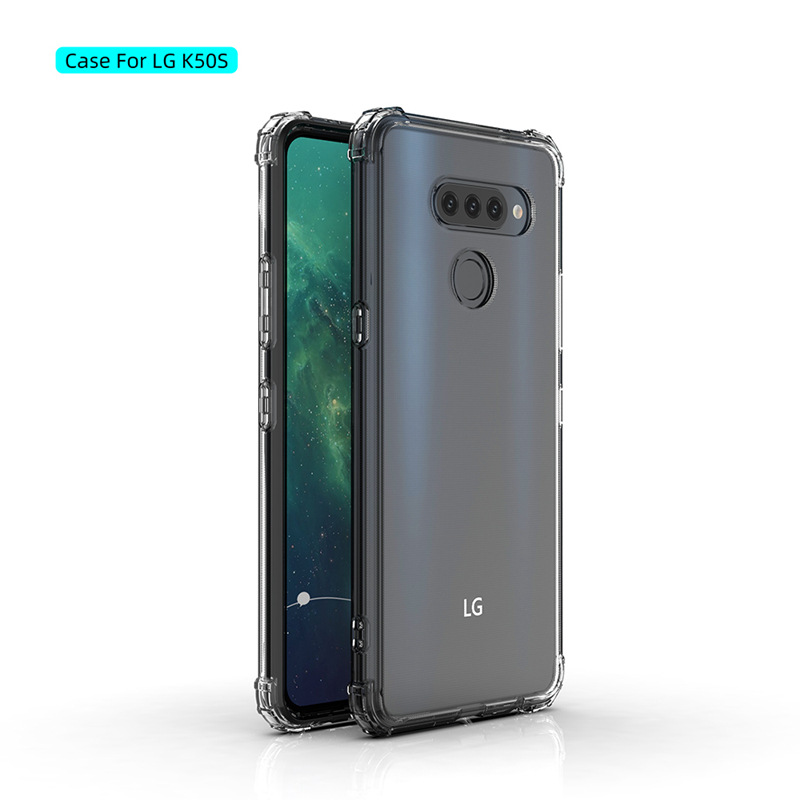 适用lg k50s四角气囊加厚防摔软胶保护套全包透明tpu手机壳潮牌新