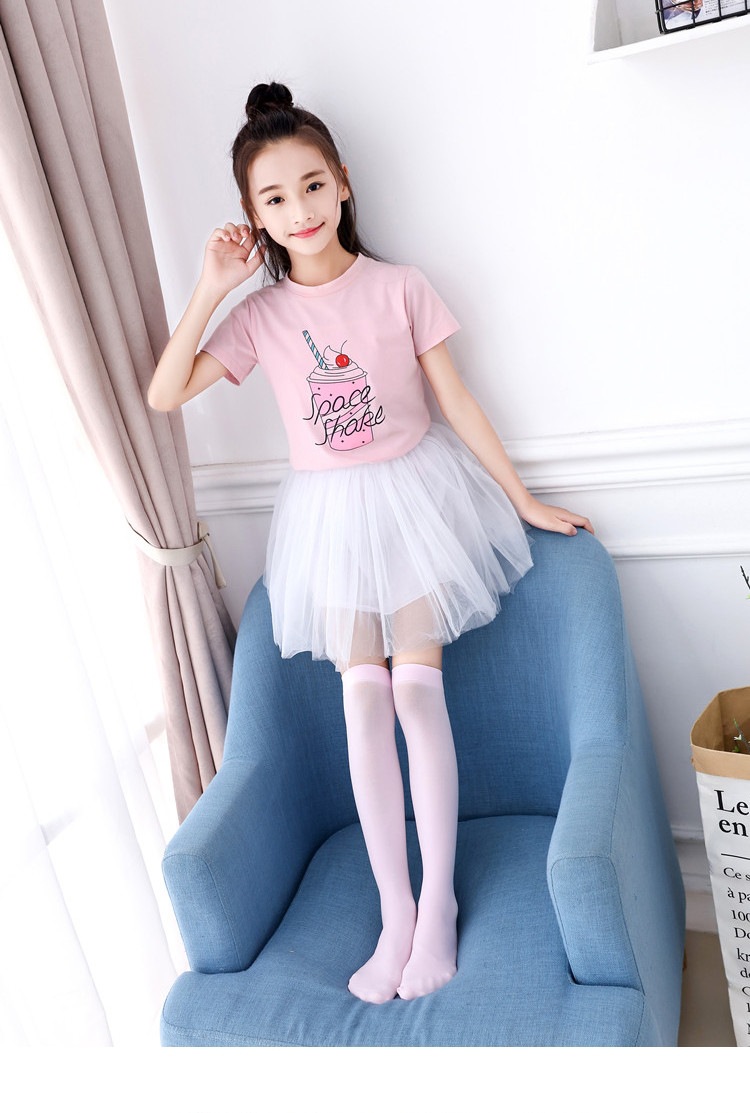 春秋夏季儿童薄款中筒纯色女孩运动白色女过膝长筒袜孩子堆堆袜