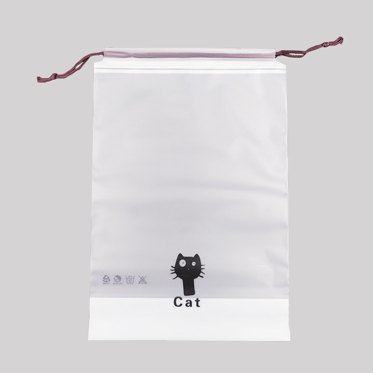 Frosted PE Rope Drawstring Bag Cartoon Drawstring Bag Drawstring Travel Shoe Bag Facecloth Storage Bear Plastic Bag